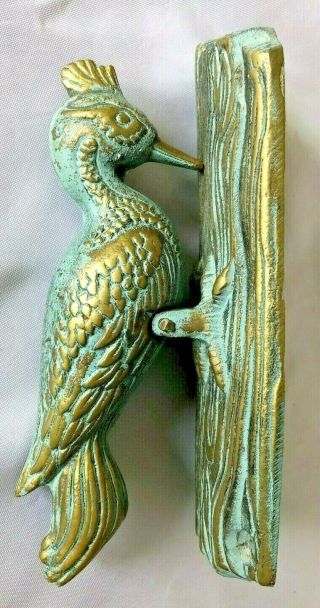 Brass Metal 6.  5 " Unique Woodpecker Bird Door Knocker Figurine