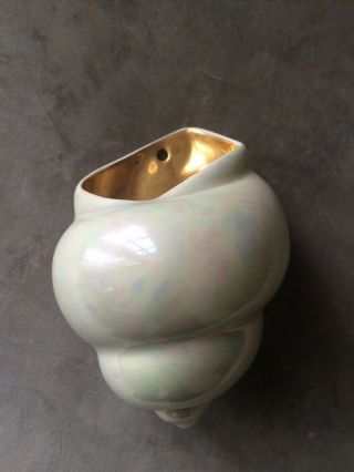 Vintage Mother Of Pearl Gold Pocket Wall Vase Shell