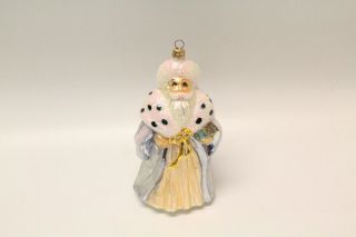 Christopher Radko White Glass Santa Claus Christmas Ornament