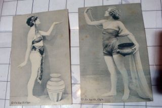 Two :: Antique Old Risque Ex Sup Co Chgo Usa Pc Postcard Card Cards