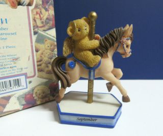 Cherished Teddies September Monthly Carousel Birthday Teddy Bear Horse Figurine