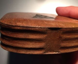Old 1800s Antique TASMANIAN WOOD BOX Pokerwork design dovetail lid (DIY base) 3
