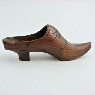 19th Century Treen Carved Wooden Model Of A Shoe