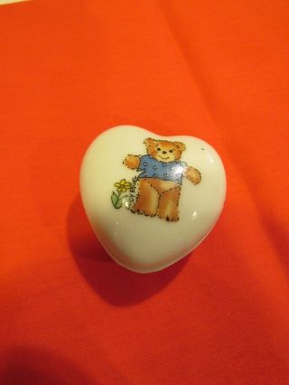 Vintage Enesco Pigglets Teddy Bear Heart Shaped Trinket Box