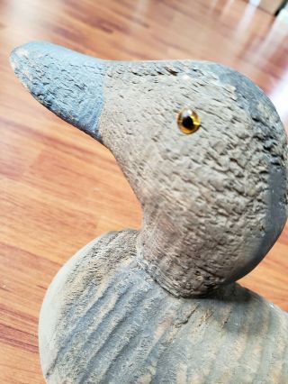 Vintage Mallard Hen Wood Carved Hunting Duck Decoy detachable head glass eyes 2