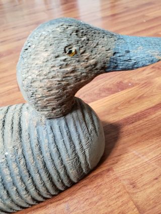 Vintage Mallard Hen Wood Carved Hunting Duck Decoy detachable head glass eyes 4