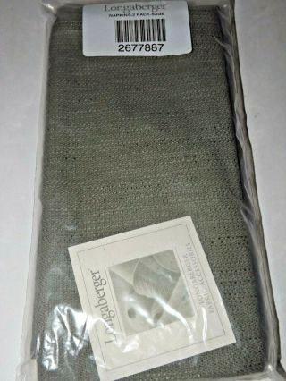 Longaberger Sage Green Fabric Napkins / Set Of 2