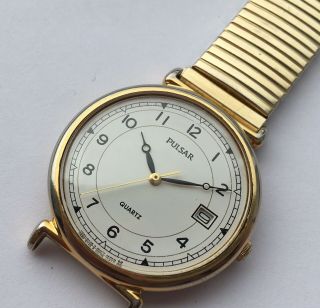 Vintage Pulsar V537 - 8a30 Mens/unisex Quartz Watch Speidel 16 - 18mm Band 80s/90s
