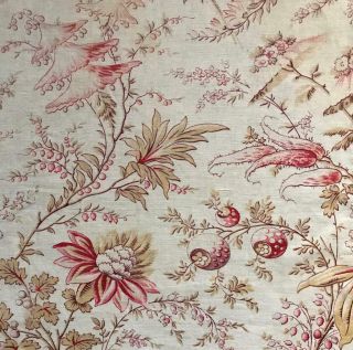 Mid 19th Century French Linen Cotton Indienne,  Parasol Flowers 131
