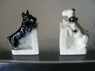 Antique " Foreign " Ceramic Dogs Bookends