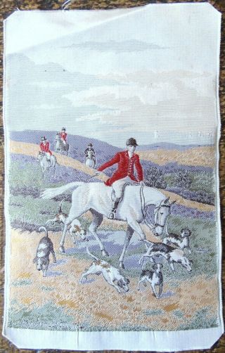 Vintage Silk Hunting Scene J & J Cash Ltd Coventry Unmounted Horses And Hounds