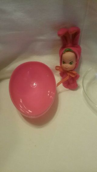 Vintage Liddle Kiddles Pink Bunny Easter Little Funny Rabbit Suit Plastic Egg