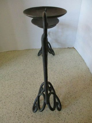 LARGE VINTAGE WROUGHT IRON 3 - TIER CANDELABRA,  16 