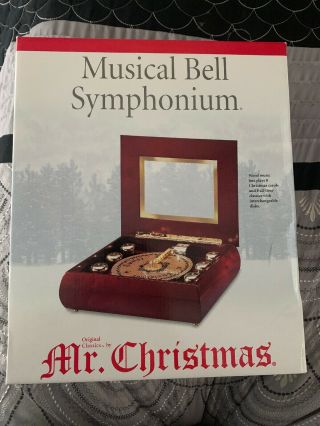 Mr Christmas Musical Bell Symphonium Mahogany Wood 16 Disc Songs Music Box