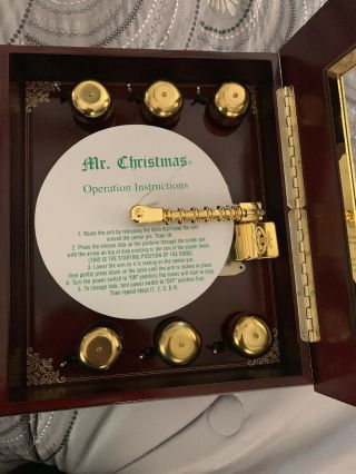 MR CHRISTMAS MUSICAL BELL SYMPHONIUM MAHOGANY WOOD 16 DISC SONGS MUSIC BOX 6