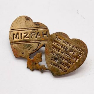 ANTIQUE VICTORIAN 9ct ROSE GOLD FRONT MIZPAH TO HEARTS LORDS PRAYER BROOCH 2