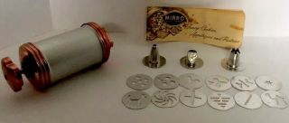Vtg Mirro Cookie Press & Decorator 3 Tips &12 Disks Copper & Aluminum