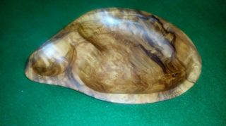 Vintage Wooden Burr Walnut Pin Dish / Coin Tray - Treen