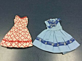 1950s Vintage Manufactured Cotton Dresses - Two [2] For 10.  5 " Teen Dolls