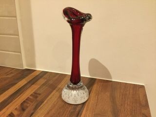 Murano Sommerso Red Vintage Art Glass Bud Vase Hand Blown Antique 18.  5cm 2