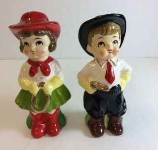 Vintage Cowgirl And Cowboy Salt And Pepper Shakers - Japan