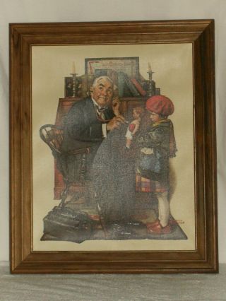 Norman Rockwell Framed 10 X 13.  5 Canvas Print Painting Doctor And The Doll