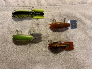 4 Fred Arbogast Mud Bug Old Fishing Lures 23