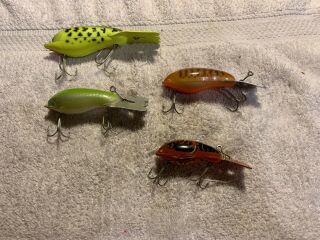 4 Fred Arbogast Mud Bug Old Fishing Lures 23 3