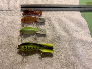 4 Fred Arbogast Mud Bug Old Fishing Lures 23 5