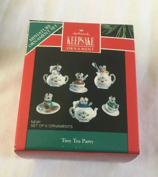Hallmark Miniature Ornament 1991 Tiny Tea Party Porcelain Set - Mini Mouse