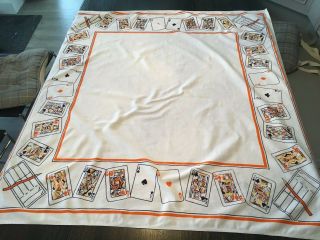 Vintage Playing Card Casino Linen Table Cloth Alice In Wonderland Mad Hatter
