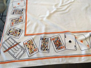 Vintage Playing Card Casino Linen Table Cloth Alice in Wonderland Mad Hatter 3