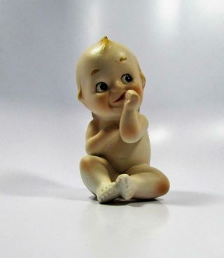 Vintage Lefton Kewpie Baby Doll Sucking Thumb Bisque Porcelain Figurine Kw228