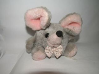 Vintage Russ Berrie Gilly Mouse Pink & Gray Stuffed Animal Plush Tou
