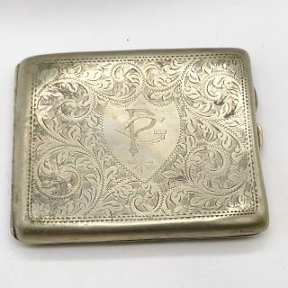 Antique Victorian Gents Old Silver Plate Cigarette Case