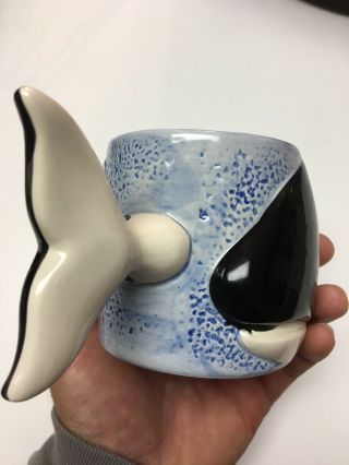 1989 Sea World Shamu Whale Shaped Ceramic Coffee Mug Bergschrund Seattle Orca 3
