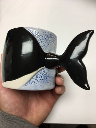 1989 Sea World Shamu Whale Shaped Ceramic Coffee Mug Bergschrund Seattle Orca 5