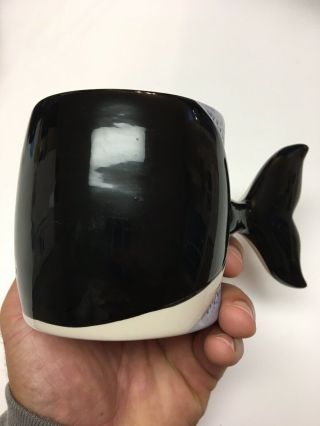 1989 Sea World Shamu Whale Shaped Ceramic Coffee Mug Bergschrund Seattle Orca 6