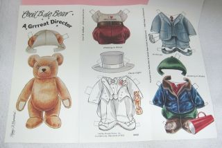 Older Paper Doll Bear Cecil B DeBear 83/8 x 37/8 Peggy Rosamond Greeting Card SH 2