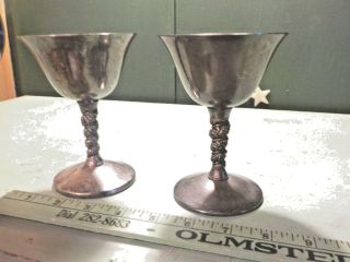 Vintage Spain Silverplate F.  B.  Rogers Wine Goblets 1 Pair