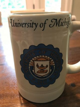 University Of Michigan Vintage 1950s Ceramic Beer Tankard Coffee Tea Mug