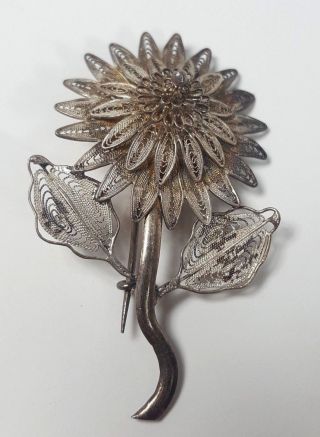 Vintage Antique Flower Brooch Pin Jewelry Pendant Ornate Handmade Very Unique
