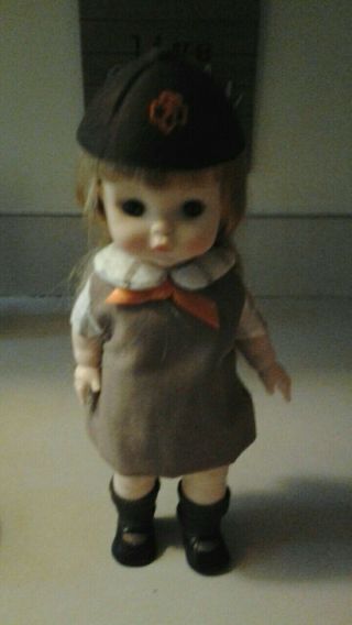 Vintage 1966 Effanbee Doll Girl Scout Brownie Doll 11” Tall W/ Beanie & Adorable