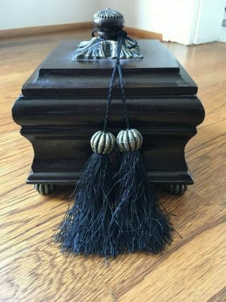 Bombay Company Wooden Square Box With Tassel And Decorative Feet