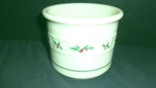 Longaberger Pottery Christmas Holiday Pint Crock Salt Candle Woven Traditions