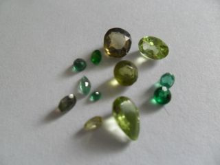 12 X Vintage/antique Loose Green Gemstones Previously Set In Jewellery.
