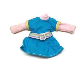 Vintage Barbie Mattel Doll Clothes,  Stacie Blue & Pink Jumper Dress W Belt