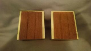 Vintage Mid Century Danish Modern Wood And Metal Bookends Pair
