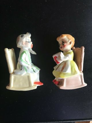 Vintage Salt And Pepper Shakers - Old Couple In Rocking Chairs