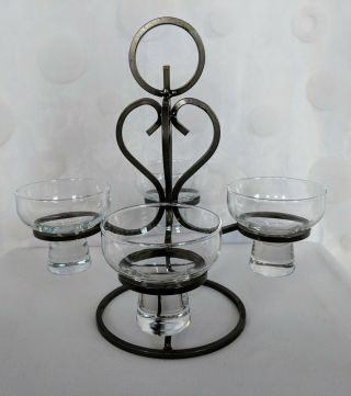 Danish Iron Centerpiece Heart Candle Holder With Four Glass Holders Gift